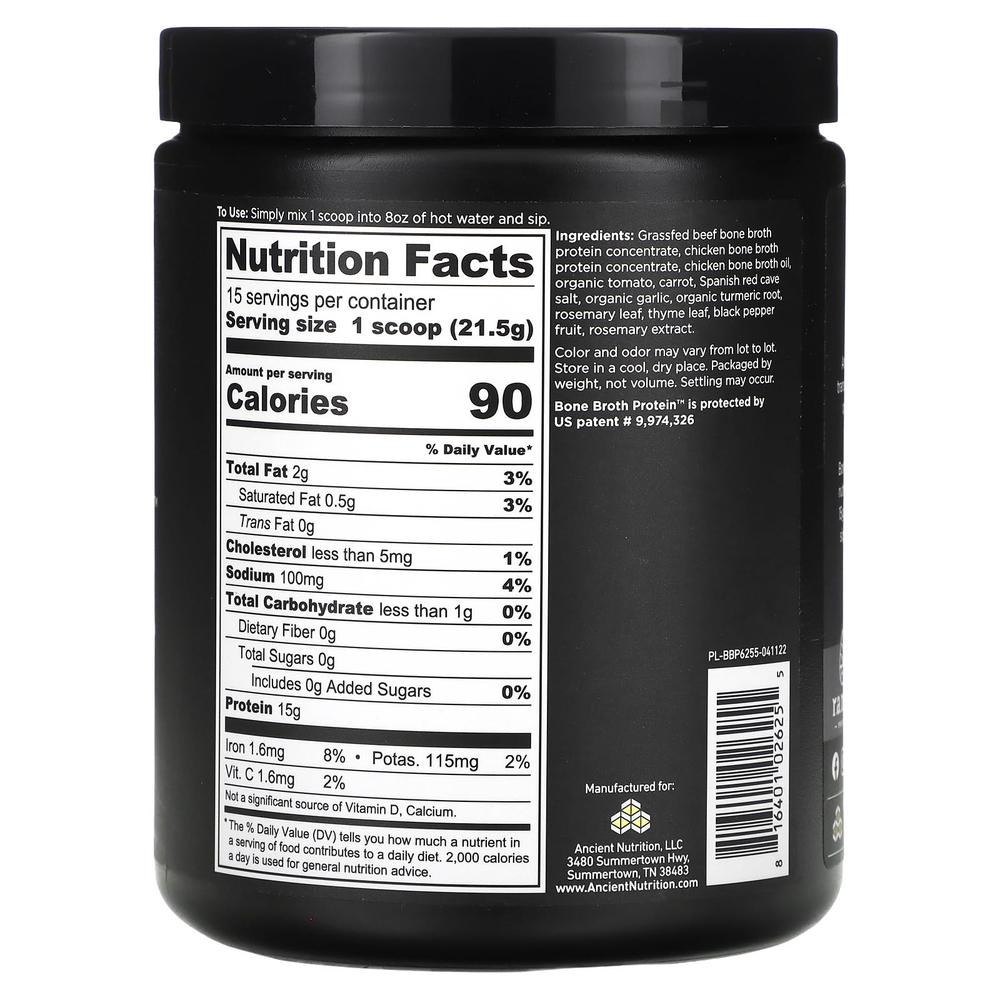 Ancient Nutrition, Bone Broth Protein, куриный суп, 323 г (11,4 унции)