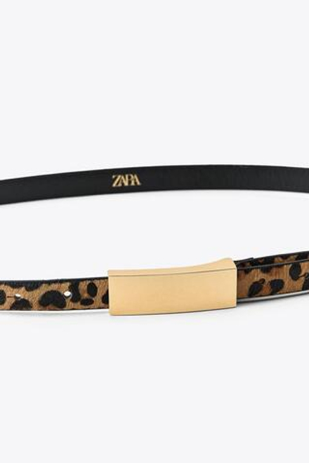 ZARA КОЖАНЫЙ РЕМЕНЬ С ЛЕОПАРДОВЫМ ПРИНТОМ, ЛЕОПАРДОВЫЙ