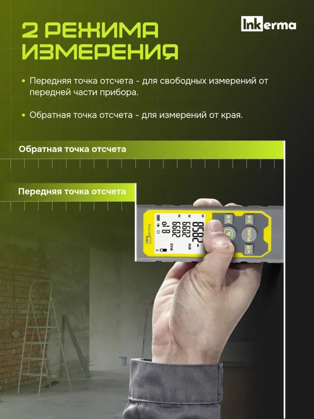 Лазерный дальномер строительный Inkerma ACE-60 лазерная рулетка электронная для ремонта и строительства 60м