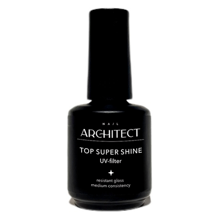 Nail ARCHITECT TOP SUPER SHINE Топ Супер Шайн. Защитное покрытие для гель-лака без липкого слоя с эффектом супер-глянца, 15 мл