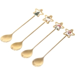 Набор чайных ложек 4шт «Новогодние звезды» в подарочной коробке, цвет золото