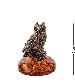 Народные промыслы AM- 563 Фигурка «Сова» (латунь, янтарь)