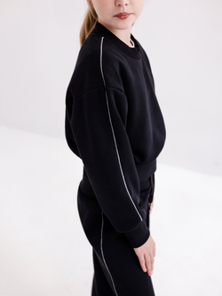 Худи для девочки, модель №6, рост 140 см, черный