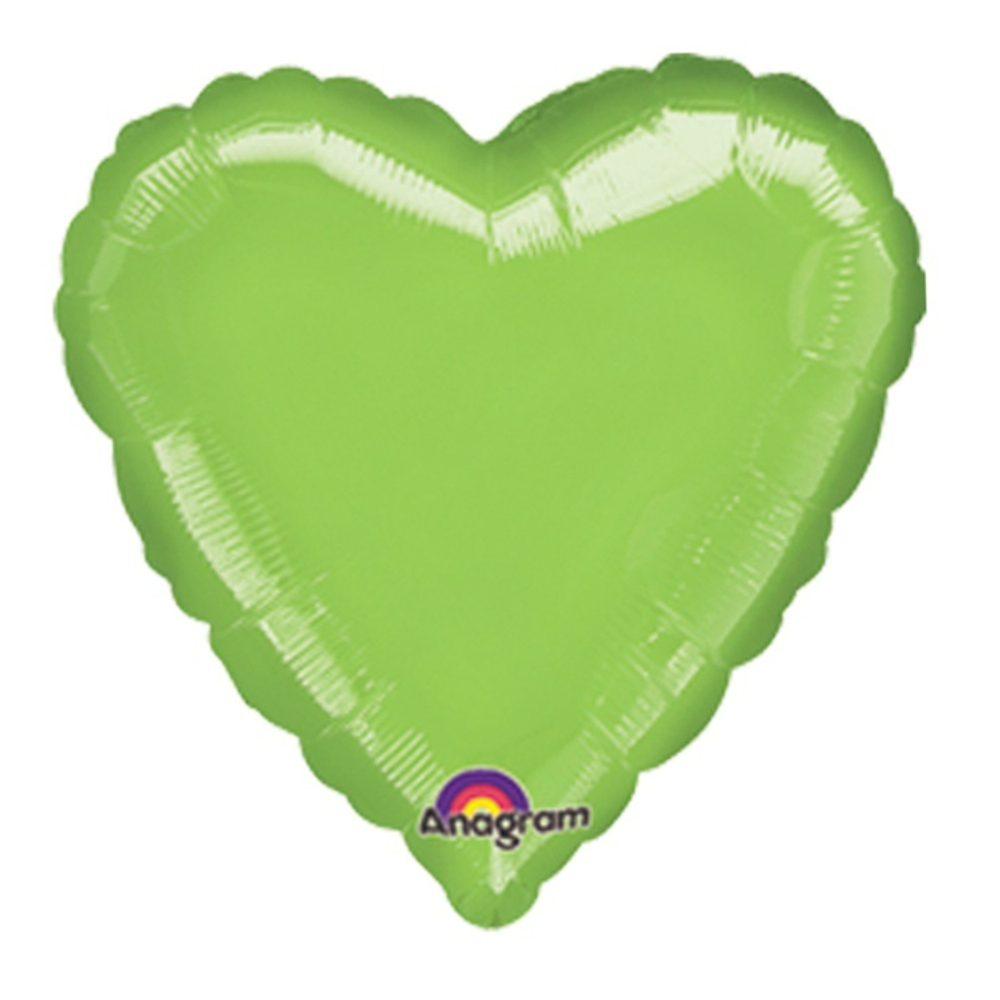 Фольгированная фигура, сердце, 18"/46СМ Металлик LimeGreen