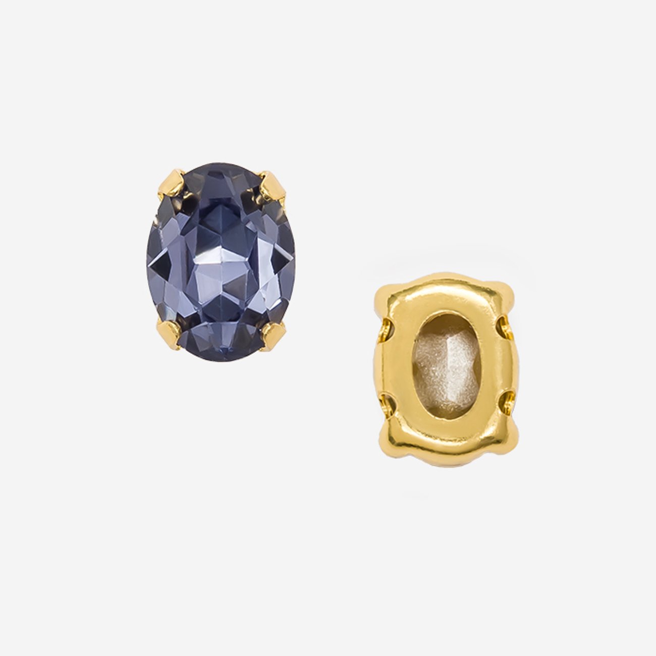 Кристалл Овал (Oval Fancy Stone) в цапах, оттенок "Танзанит"/"Tanzanite", 8*6мм, позолота