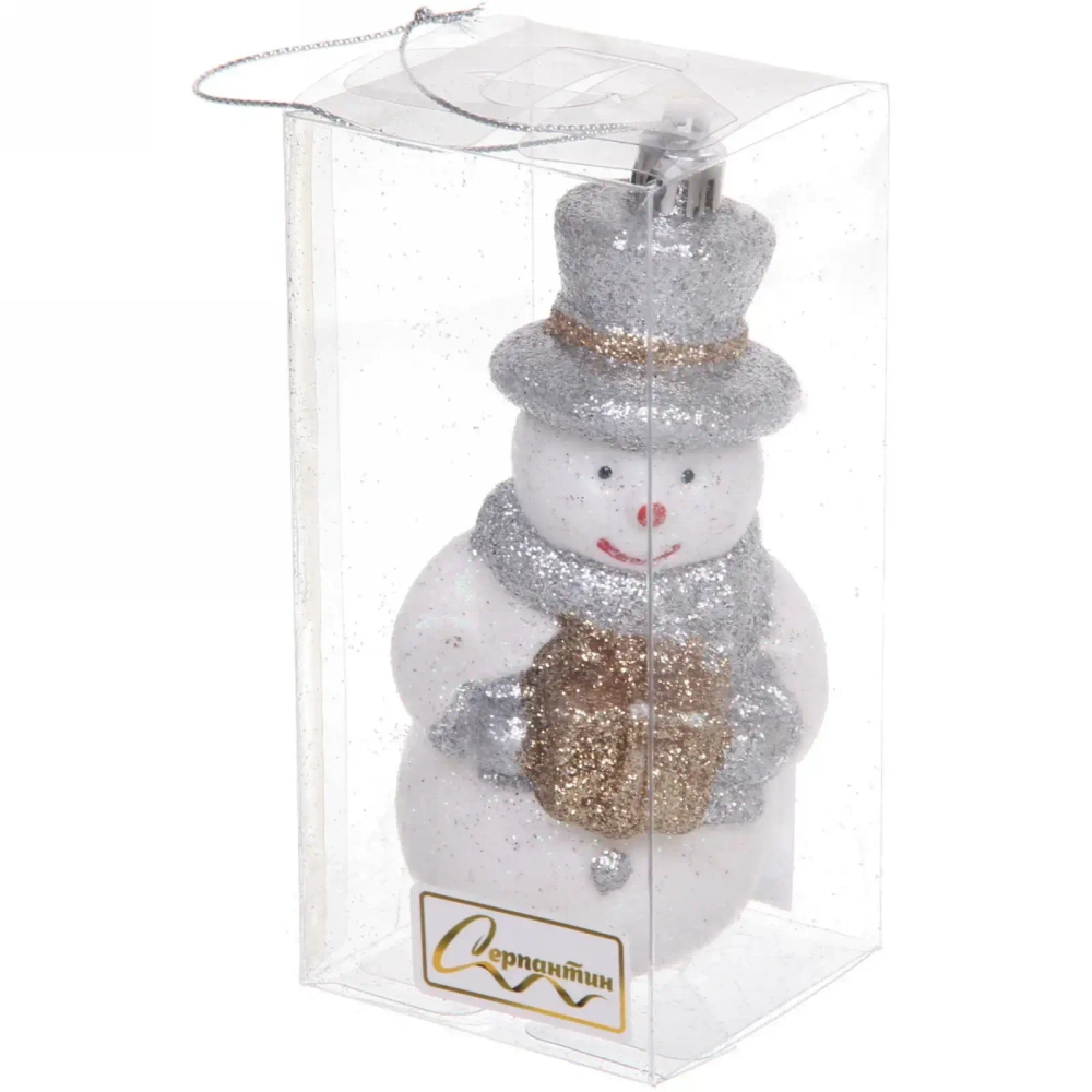 Ёлочная игрушка «Сияющий снеговик» 6*5,5*12 см, серебро