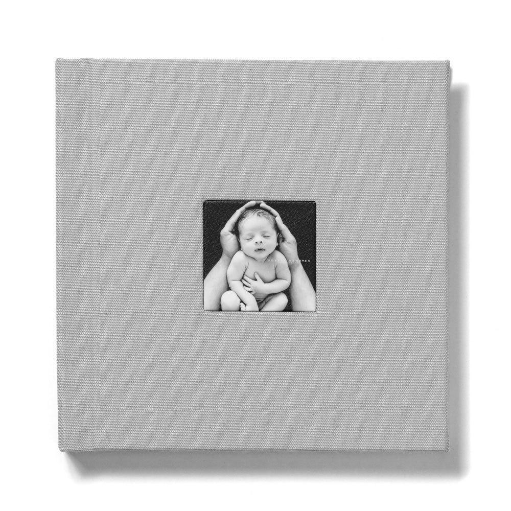 20x20 фотокнига с льняной обложкой "Cement" с фотовставкой