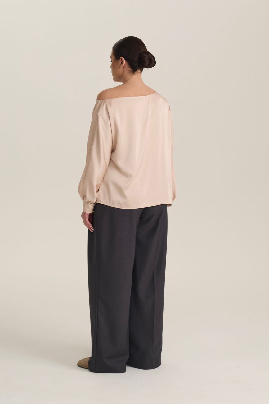 Блузка со спущенным плечом, сливочный