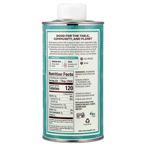 La Tourangelle, Органическое регенерирующее оливковое масло первого отжима, 500 мл (16,9 жидк. Унции)