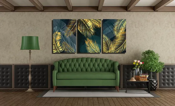 Модульная картина "Тропические пальмовые листья"