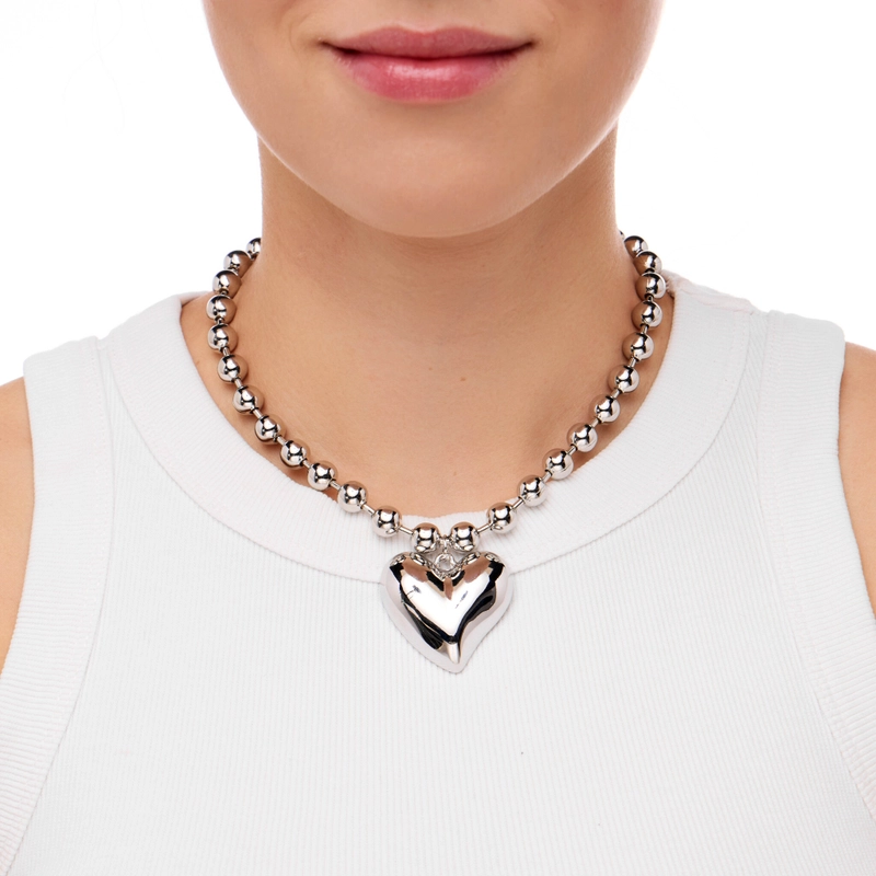 Колье Массивное Сердце – Серебро