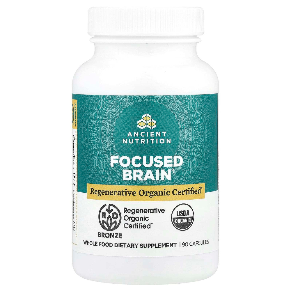 Ancient Nutrition, Focused Brain, мозг, 90 капсул
