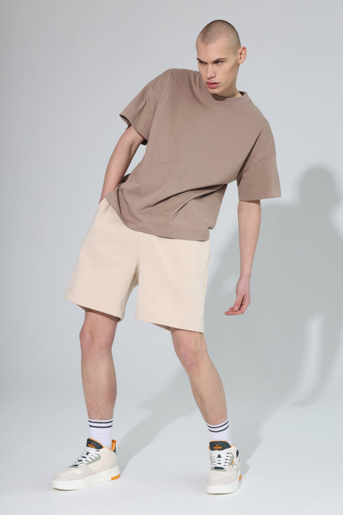 Брюки широкие из футера б/н мужские, молоко