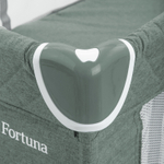 Манеж-кровать "Fortuna", лен, 2 уровня, москитка, 2 кольца, (Indigo) (зеленый)