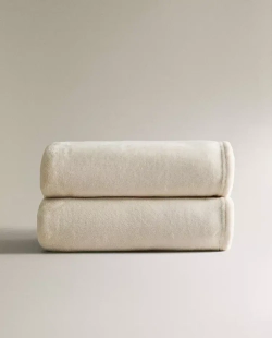 ZARA HOME ФЛИСОВЫЙ ПЛЕД, ЭКРЮ