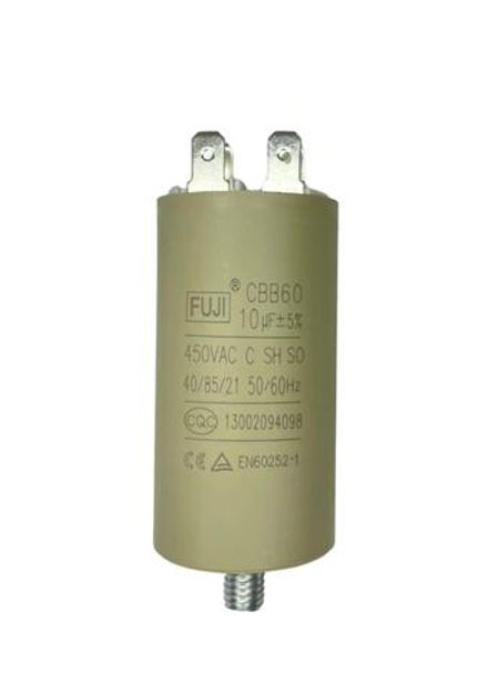 Конденсатор пусковой 450 В 10 мкФ FUJI CBB60 (2+2 PINS+с креплением под болт) 30x68мм