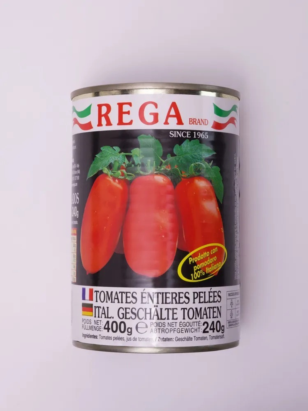 REGA, Томаты целые очищенные, консервированные, 400 г, Италия