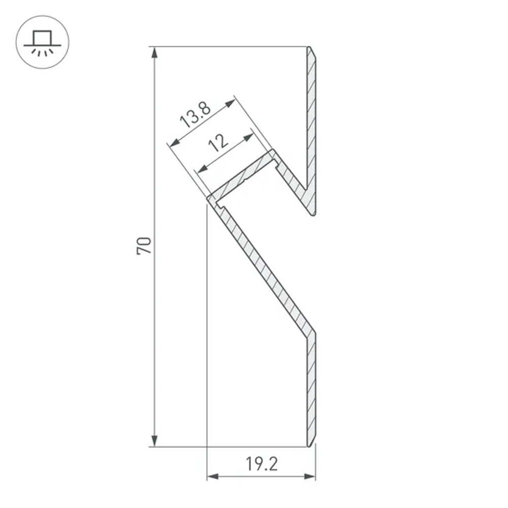 Профиль ARH-DECORE-S12-CAVE-F-2000 ANOD (Arlight, Алюминий) 023902