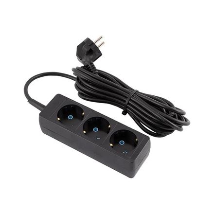 Удлинитель "UNIVersal" У10-554 ПВС 3*0,75 3гн. с/з 3м (еврослот) черный