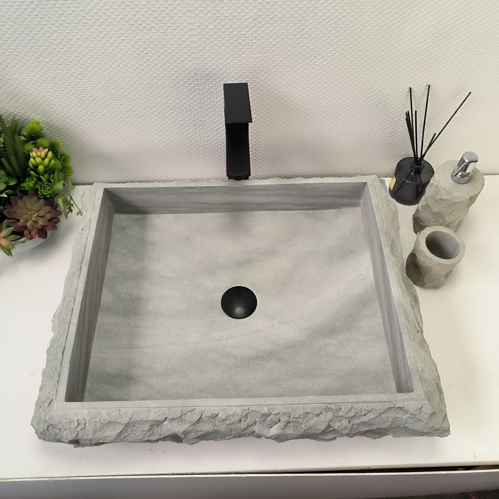 Раковина из андезита Rectangle Erozy Blue SM-62964 62*48*13