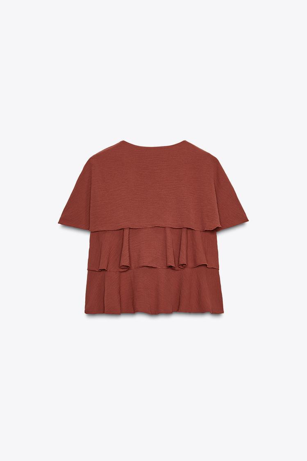 ZARA ТОП-КЕЙП С ВОЛАНАМИ, МЕДНЫЙ