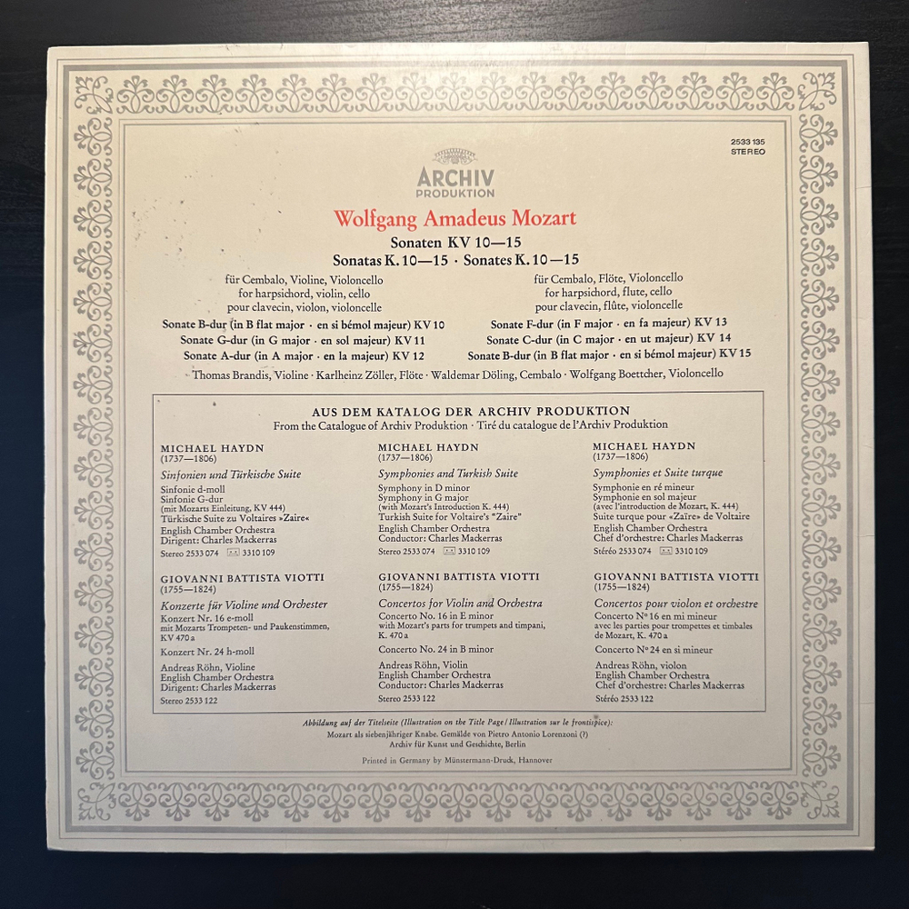 Моцарт - Сонаты KV 10-15 (Германия 1973г.)