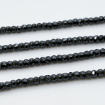 Фианит, рондель с огранкой, цвет черный, размер около 3,1*2,3 мм, цена за нить 38 см (около 165 шт)