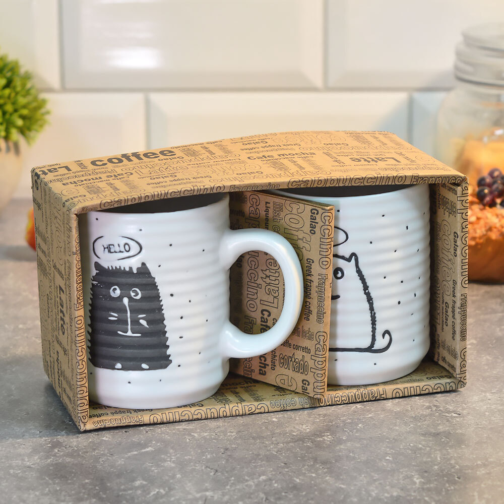 Набор кружек 2шт 340мл "Котоморды", R1823