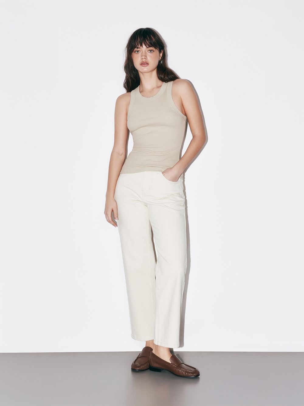 Топ халтер в рубчик "Беж" женский