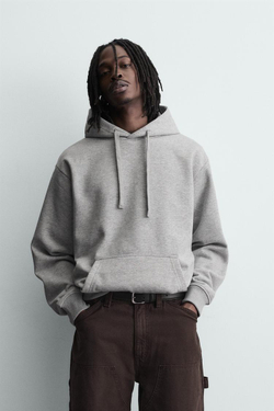 ZARA БАЗОВОЕ ХУДИ HEAVYWEIGHT, СЕРЫЙ МЕЛАНЖ