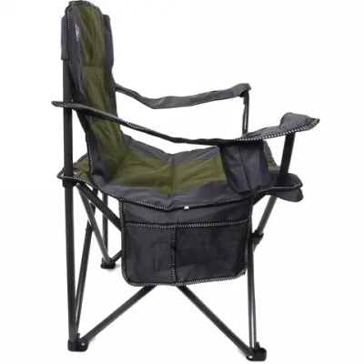 Кресло складное с подлокотниками до 120кг Турист 62*63*95см серо-зеленое