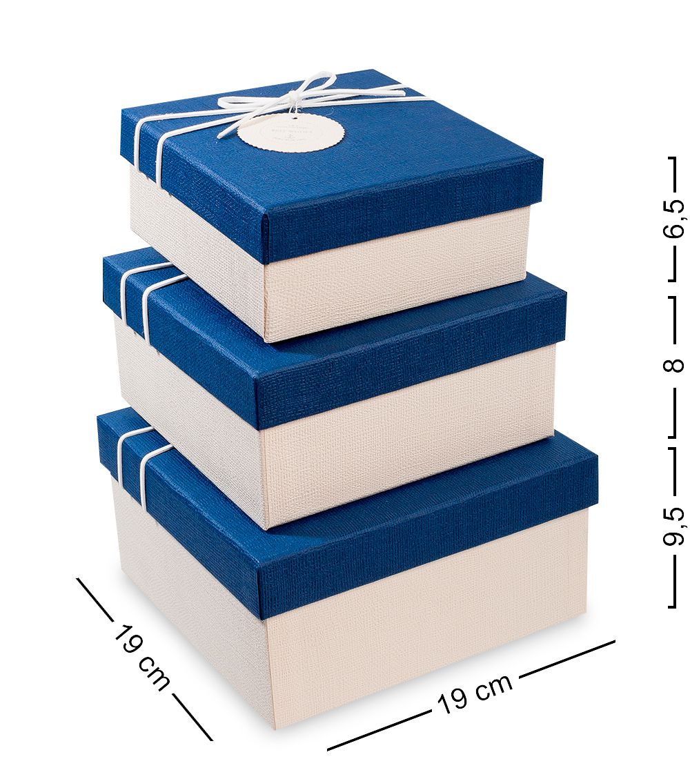 WF-31-A Набор коробок из 3шт «Прямоугольник» цв.бел./син.