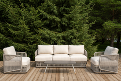 "Альбано" лаунж-зона 5-местная плетеная из роупа (веревки), каркас алюминиевый светло-серый, роуп серый меланж