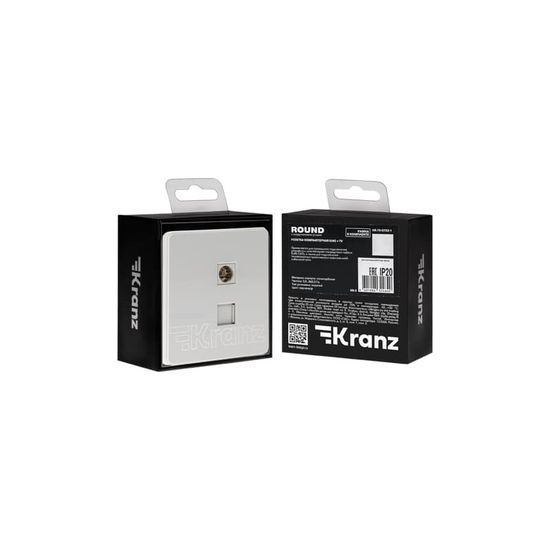 Розетка ROUND компьютерная RJ45 кат6 + TV с/у перламутр KRANZ