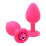 Розовая анальная пробка Оки-Чпоки с кристаллом - 8 см. (Цвет: розовый)