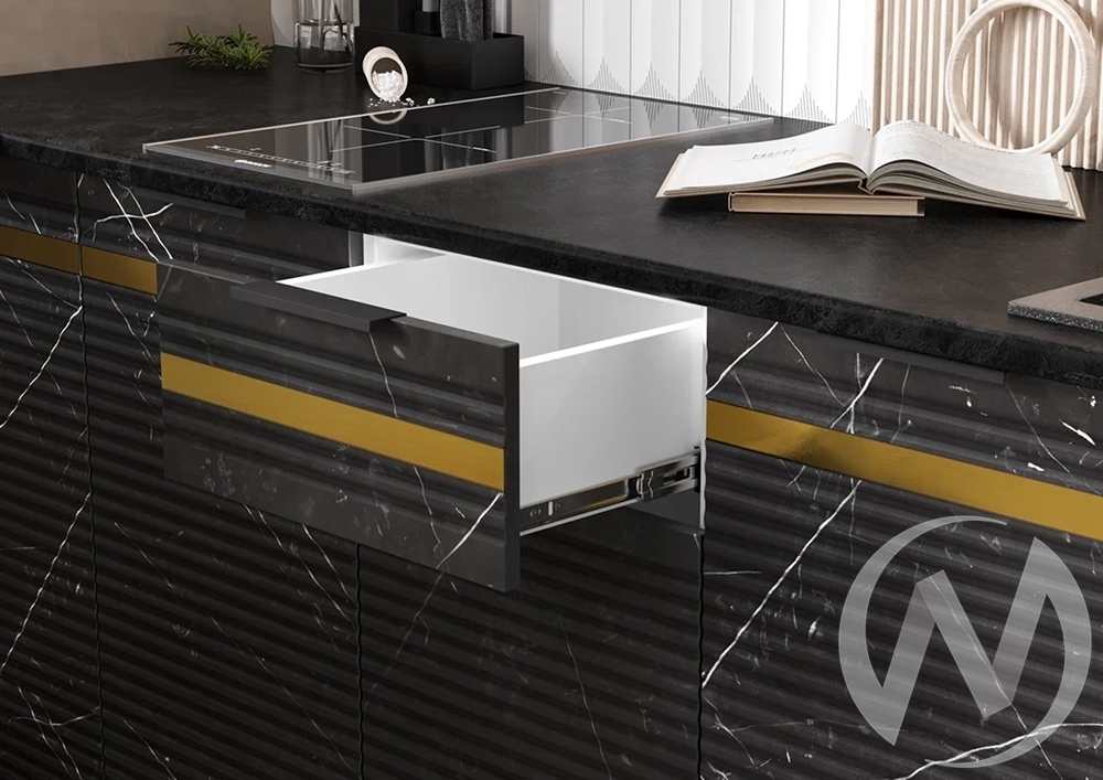 Кухня Милена 2;6м (белый/мрамор блэк софт/антарес)