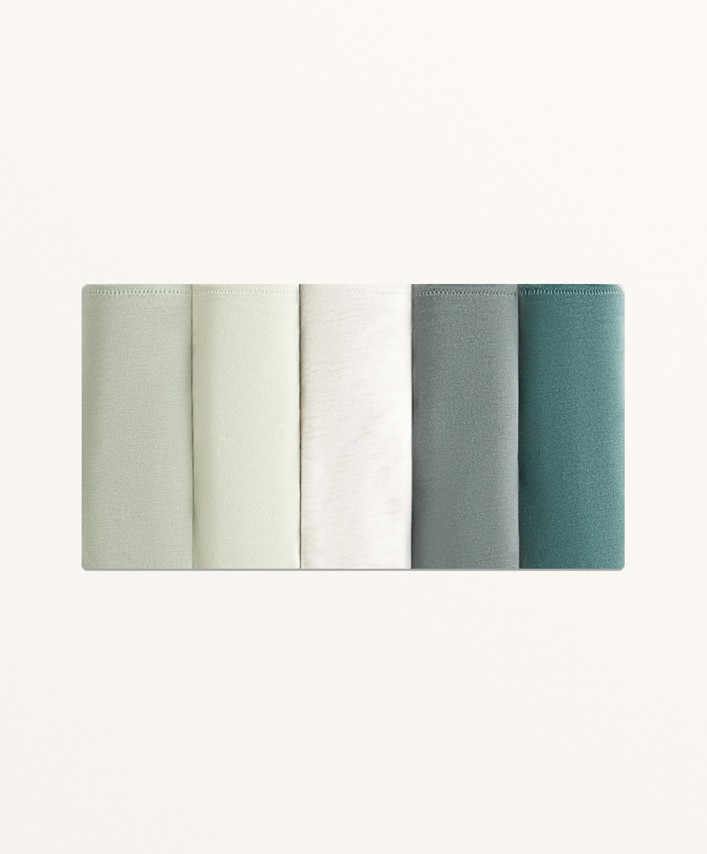 OYSHO Набор из 5 пар классических трусов из хлопковой смеси, зеленый