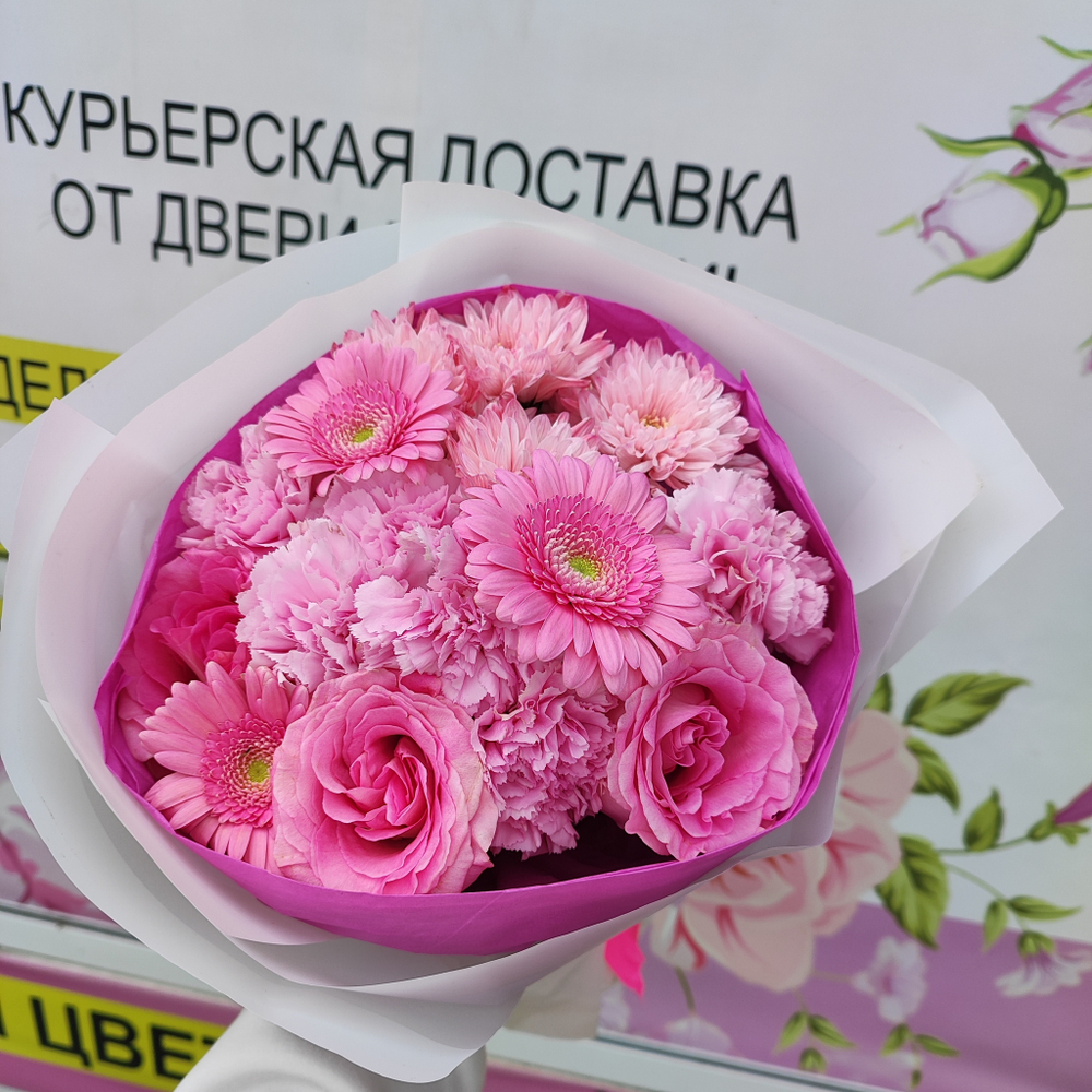Букет с герберой и Розой розовые мечты