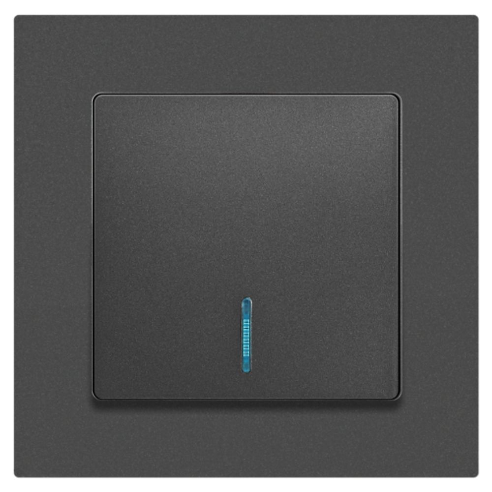 Выключатель Intro Accent 6-102-07 с подсветкой, 10А-250В, IP20, СУ, AL/CU, графит