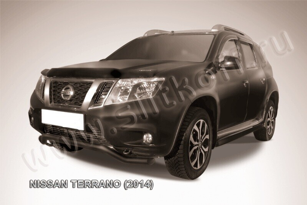 Защита переднего бампера (нержавейка) Nissan Terrano (2014-2023) d57 волна (черный)