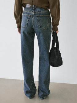 Massimo Dutti Джинсы с высокой талией и широкими штанинами, средне-синий