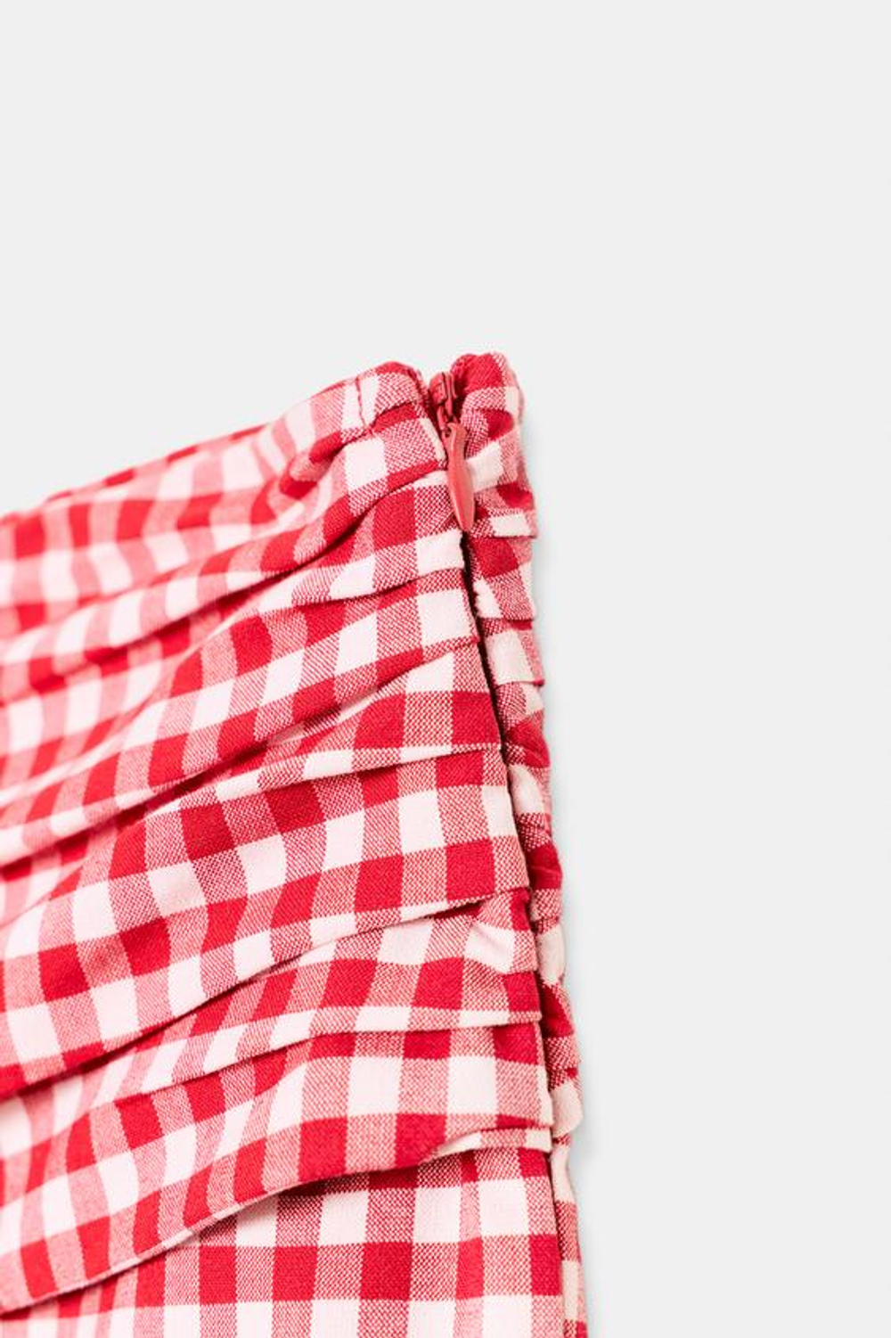 ZARA БРЮКИ КАПРИ В КЛЕТКУ ВИШИ, КРАСНЫЙ/БЕЛЫЙ