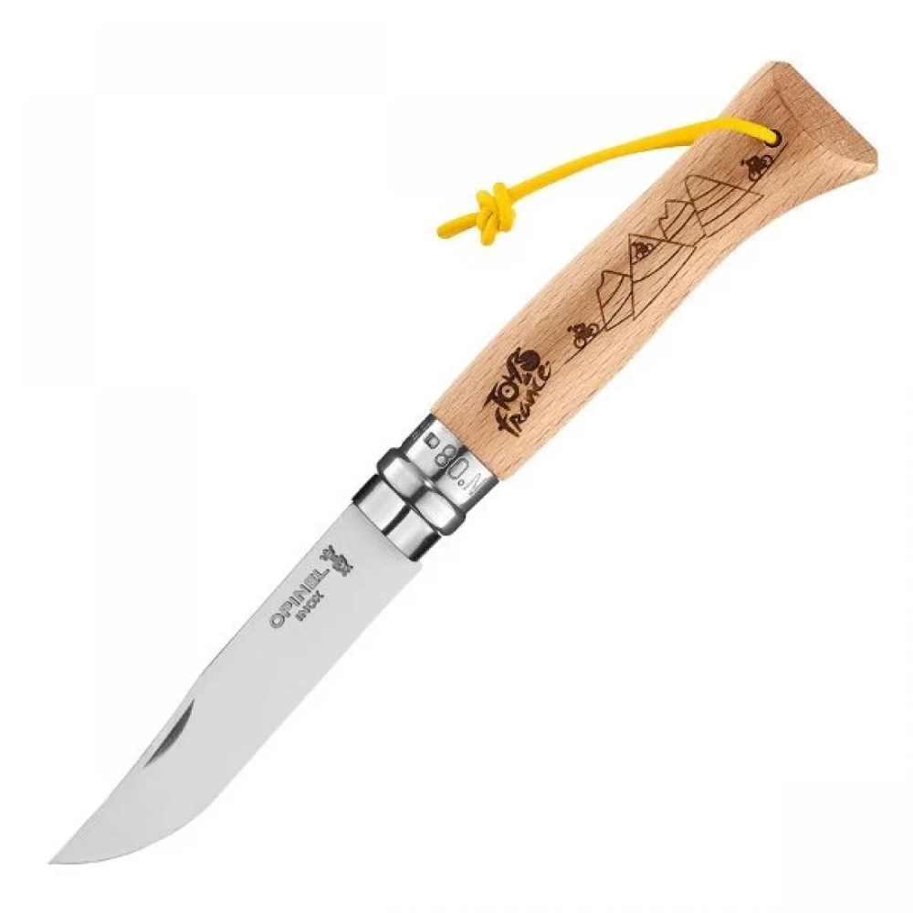 Нож Opinel №8, нержавеющая сталь, рукоять дуб, гравировка Tour de France
