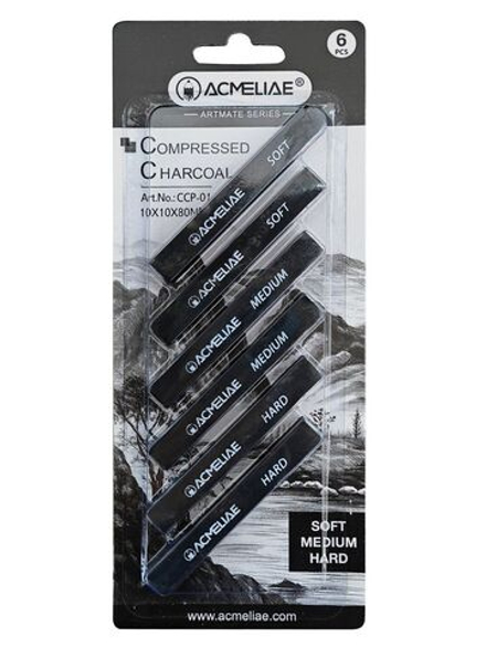 Набор угля для рисования ACMELIAE soft, medium, hard, 6 шт/уп