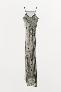 ZARA ДЛИННОЕ ПЛАТЬЕ С ПРИНТОМ, ЧЕРНЫЙ/БЕЛЫЙ