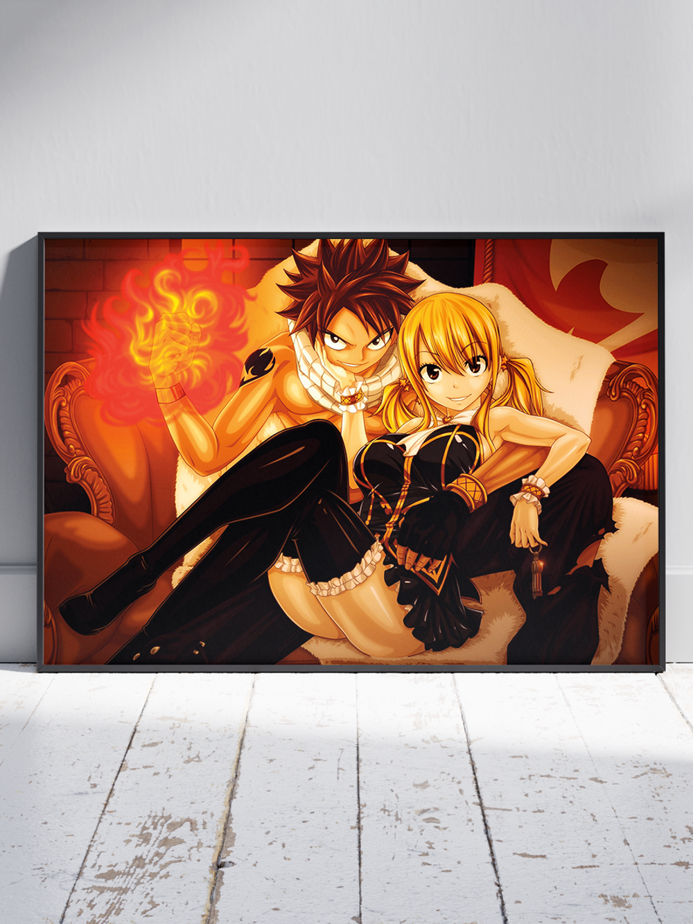 Постер плакат Нацу Обнимает Люси Fairy Tail Хвост Феи