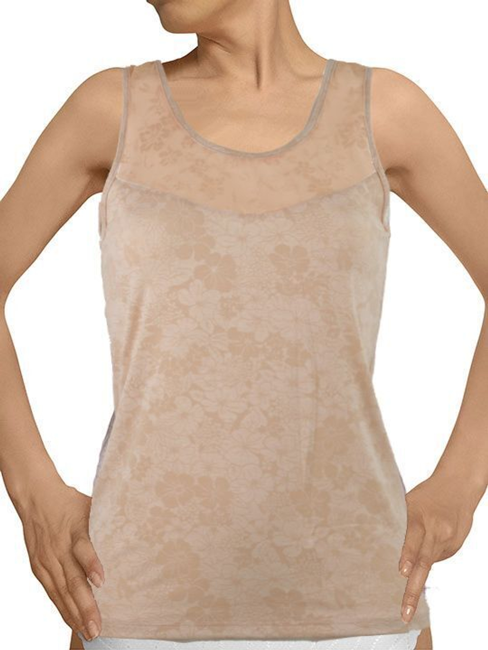 Женская майка на широких бретелях с цветочным принтом (Размер: XL) (Цвет: черный)