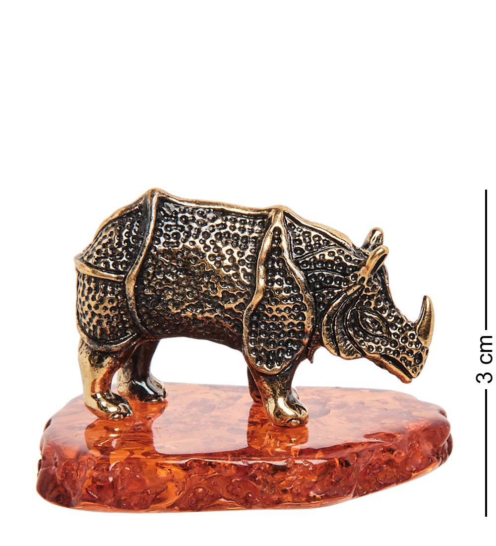 Народные промыслы AM-1503 Фигурка «Носорог» (латунь, янтарь)