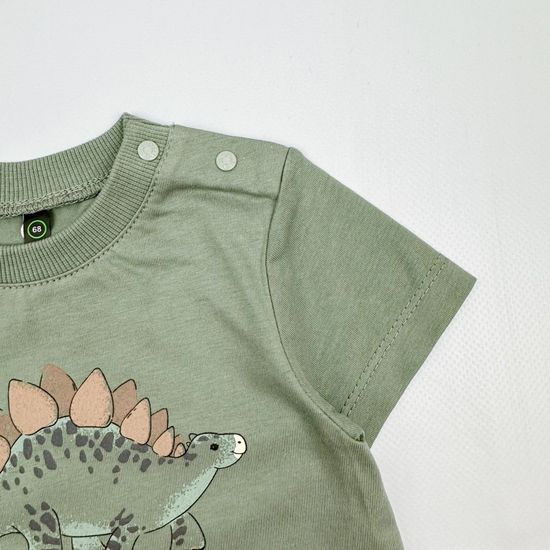 Футболка хлопковая "Динозавры" зеленый чай