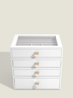 Органайзер для украшений и часов со стеклянной крышкой Stackers Classic Jewellery Box, 4 секции - White Pebble (White Pebble / серый / White Pebble / 500)